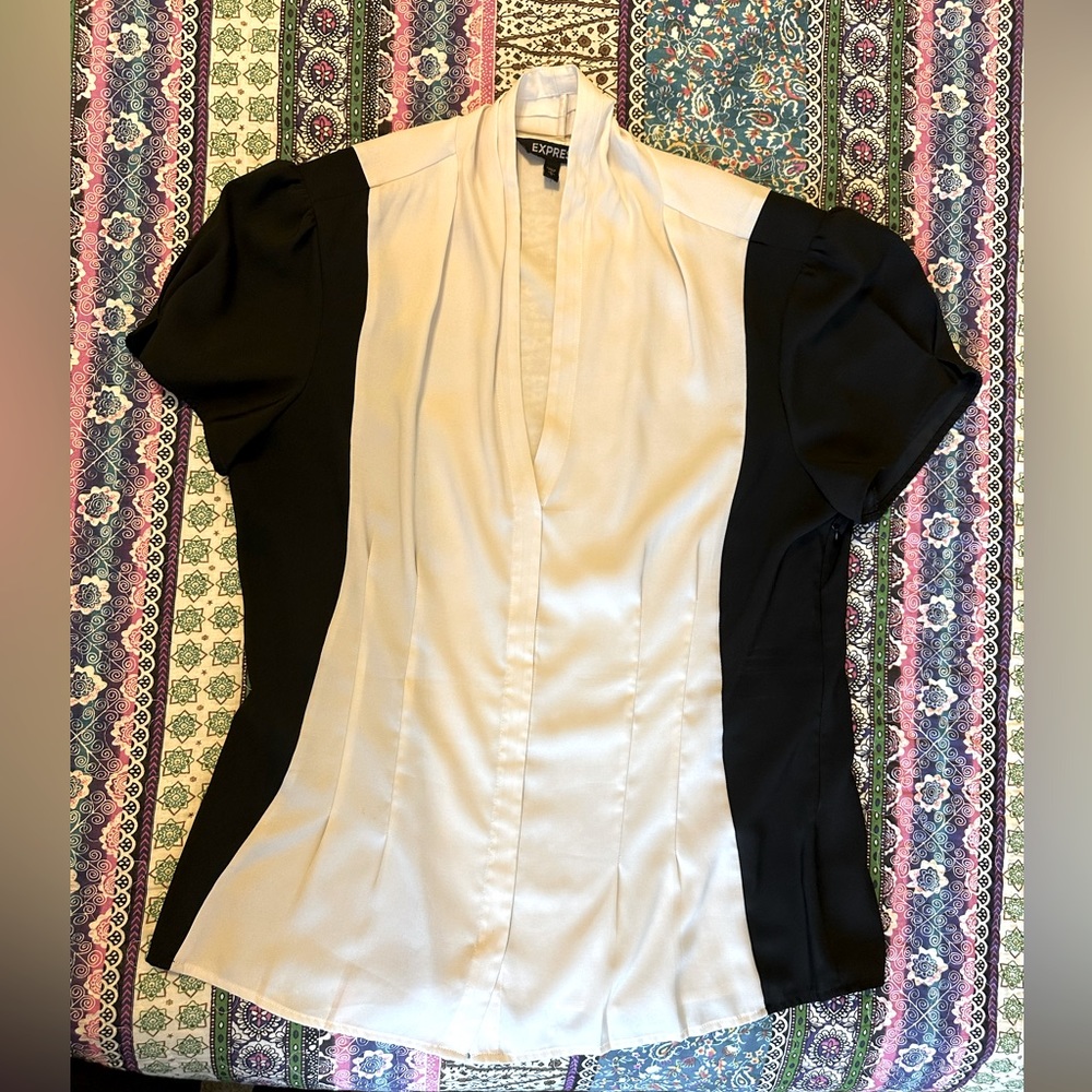 Express- Black & White Work Blouse